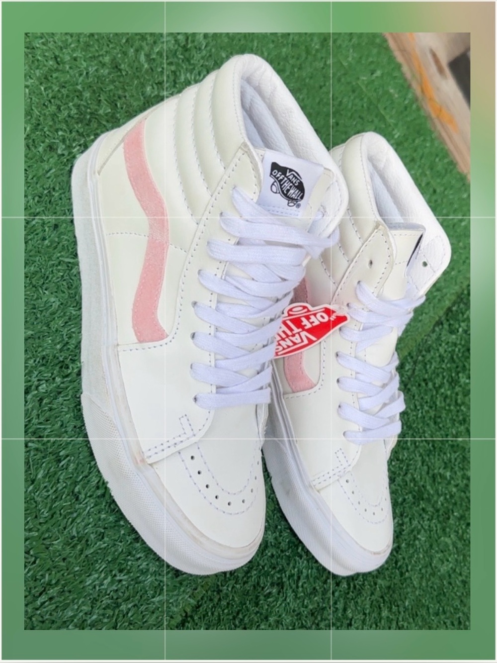 Vans Women's High-Top Sneakers in White and Pink